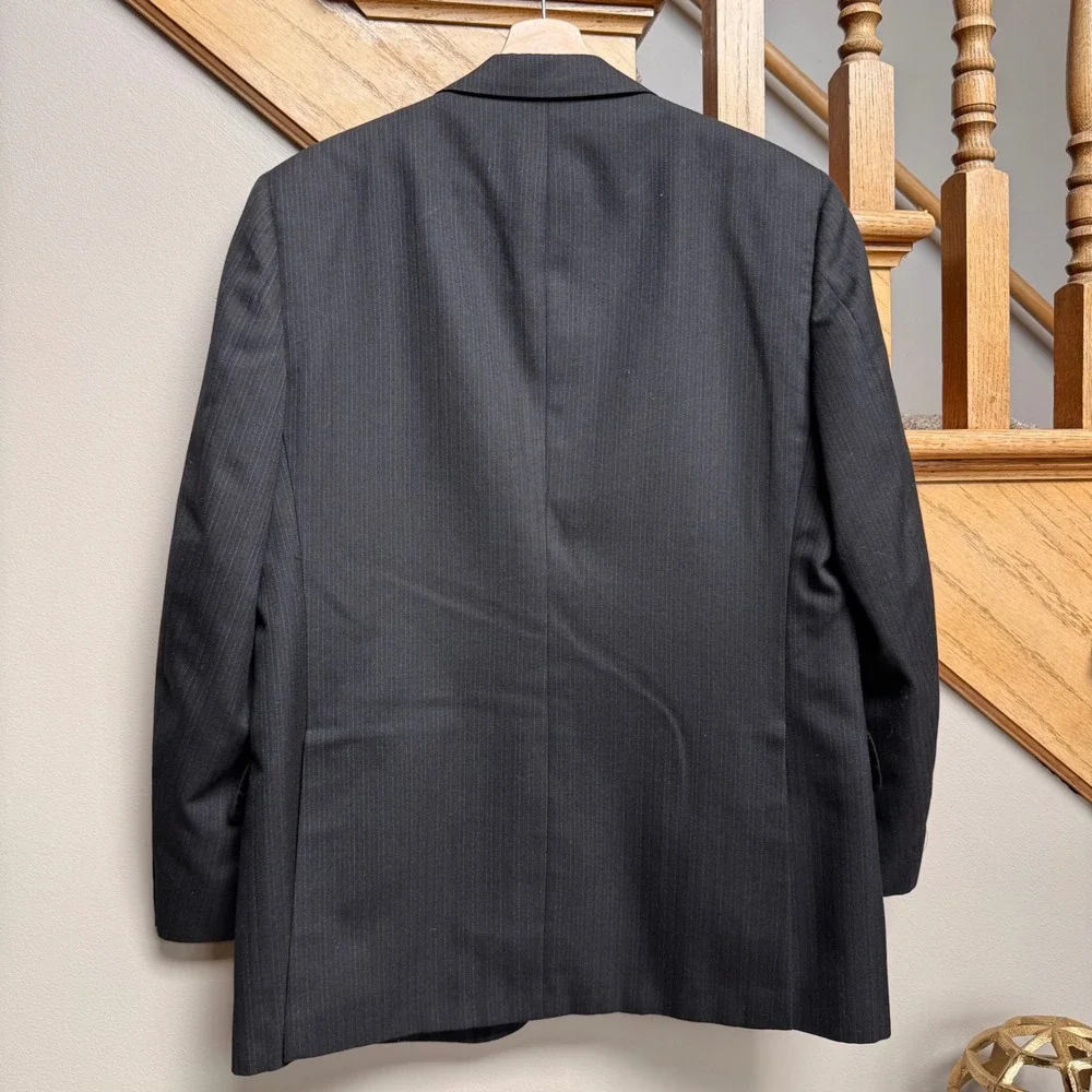 VTG Christian Dior Monsieur Baskin Pinstripe Blazer Charcoal Gray 2-Button 42R